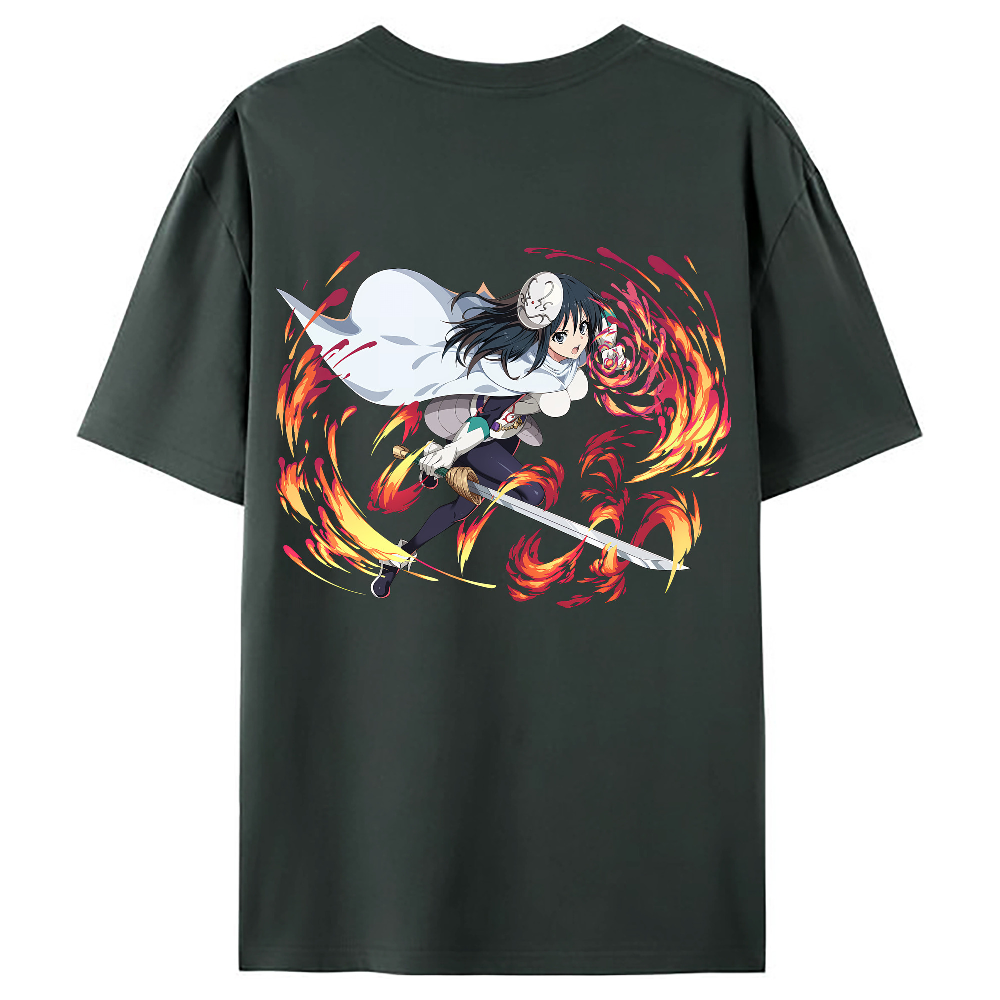 （画像用） 転スラ Regarding Reincarnated to Slime 綿100％ メンズ半袖Tシャツ（バックプリント） 通気性